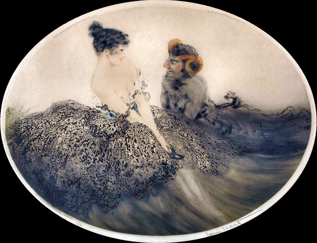 絵画】ルイ・イカール限定版・アールデコ/予感/額付/送料無料/綺麗