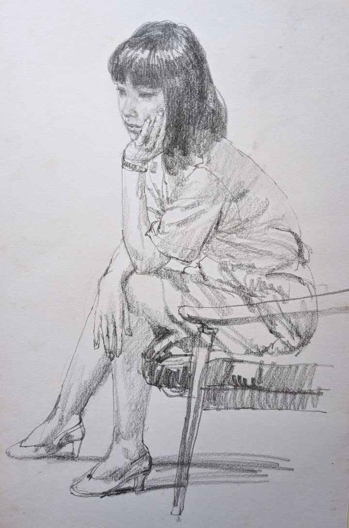 他の人発送×中村英夫【夏の日白い帽子の婦人】肉筆油彩