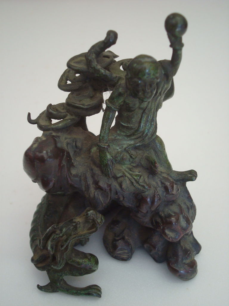 佐渡銅器 本間琢斎 蝋型鋳銅 山水文 墨床 書道具 V