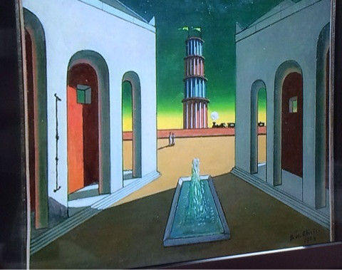 ジョルジョ・デ・キリコ、【大勝負（イタリア広場）】、希少画集画 デ