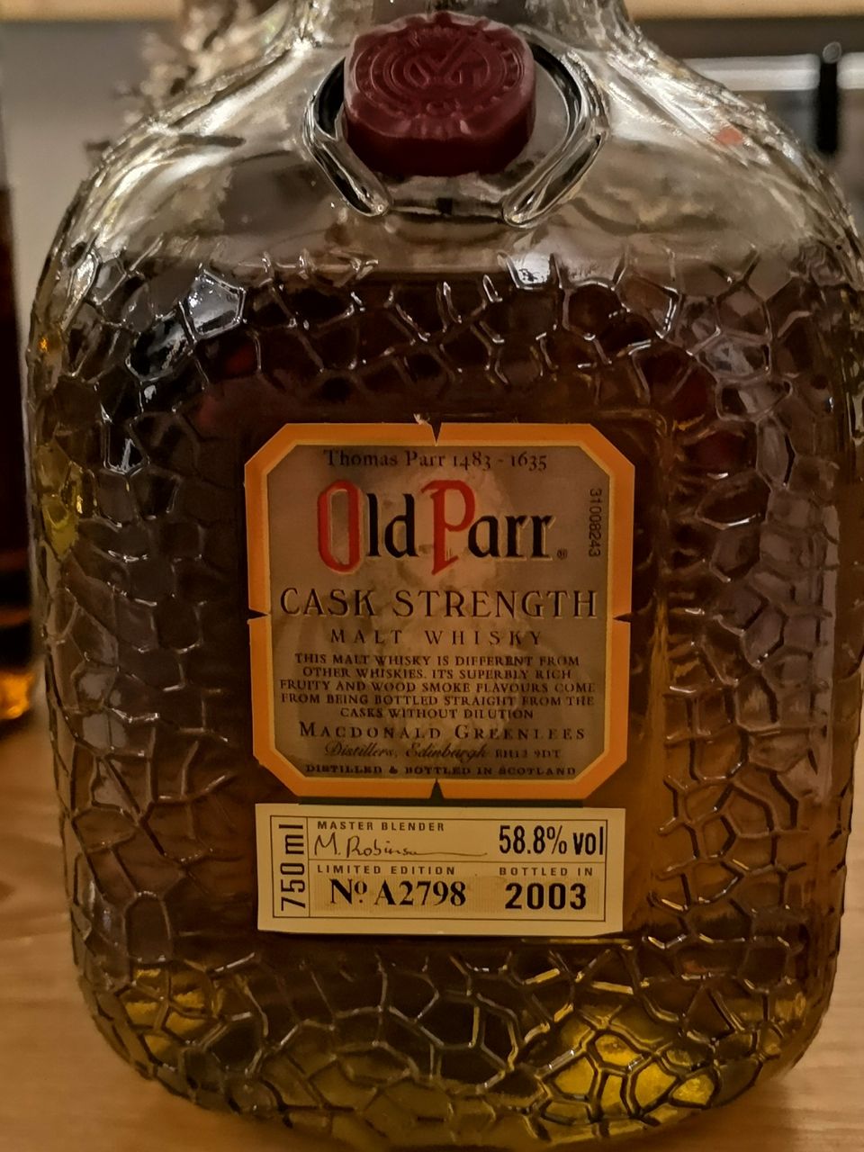 オールドパー カスクストレングス 2003 モルトウイスキー 58.8% : くり