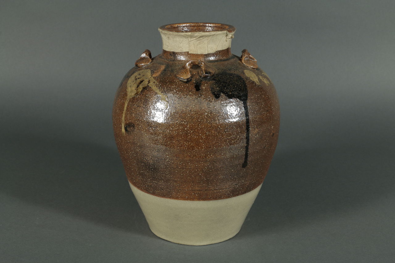 信楽(しがらき)*四耳(しじ)茶壺」焼小壺(高さ20cm)