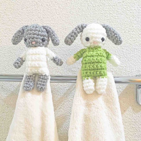 あみぐるみ うさぎのタオルストッパー 編み図 : m-chanハンドメイド