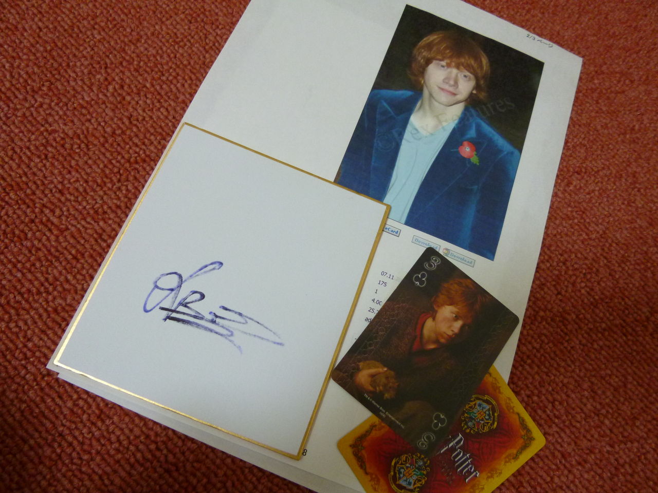 Harry Potter ロン役「ルパート・グリント」サイン入りポートレート