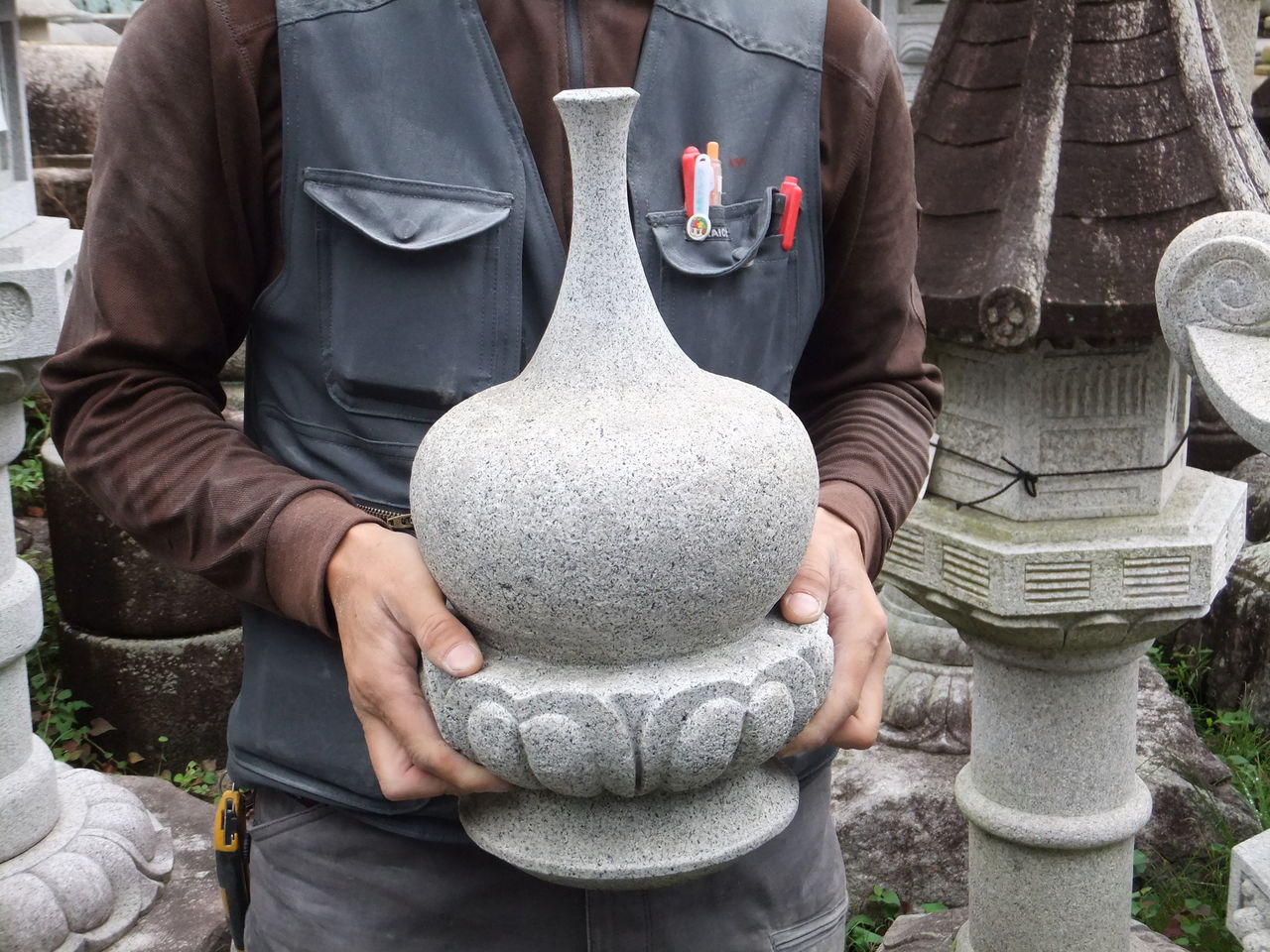 ☆灯籠の宝珠 玉 石造 オブジェ インテリア 日本庭園 古民具 古道具 古民家