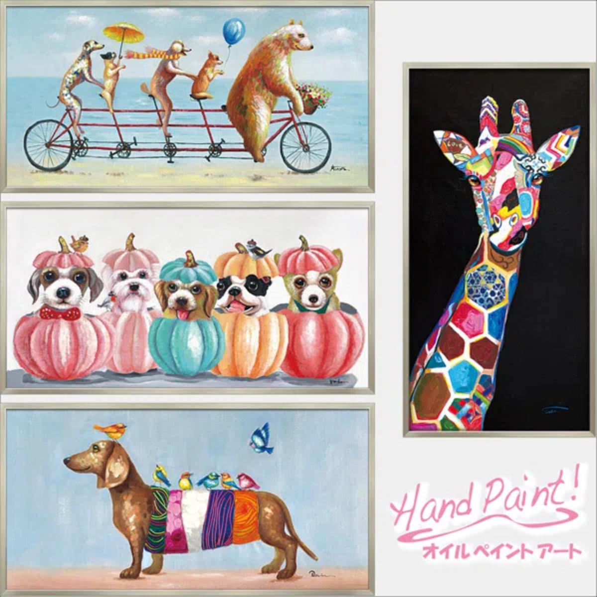 アートパネル オイルペイントアート 『カラフル オウル』 63×63cm