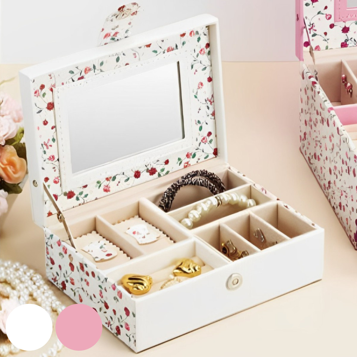アクセサリーケース フラワー ジュエリーボックス Mサイズ （ 幅18