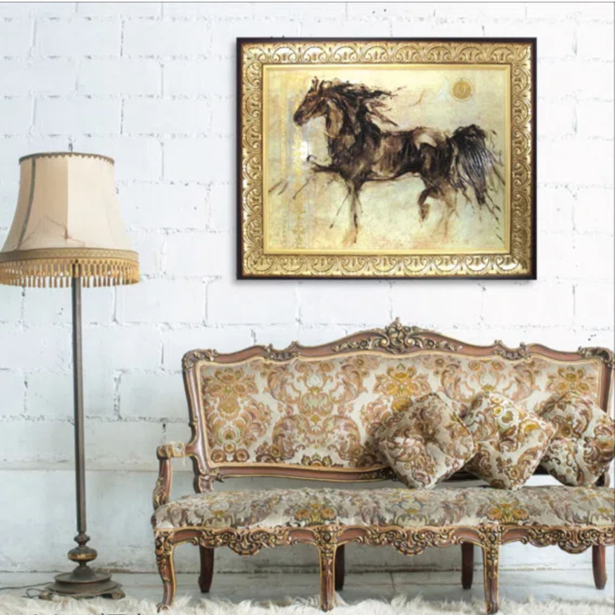 油絵馬の群れ 装飾フレーム付き 楽天市場】アートフレーム M