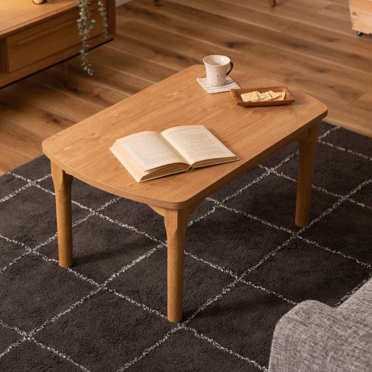 デスクこたつ 2WAY 高さ調節 幅80cm 木製 （ ハイタイプ ロータイプ