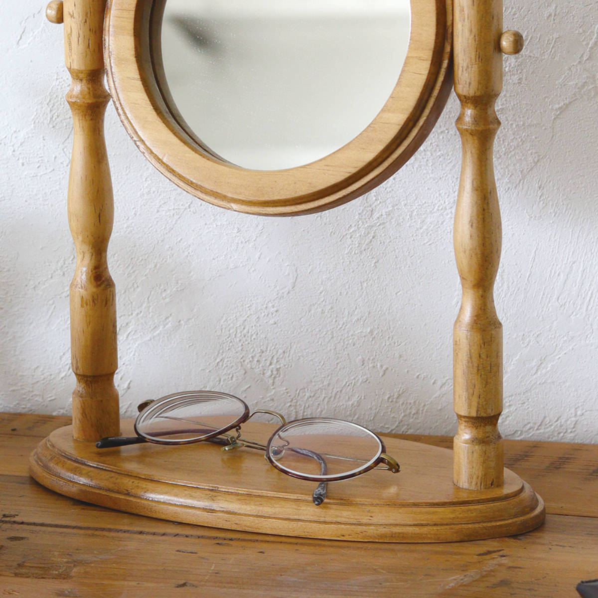 スタンドミラー ラウンド ヴィンテージ調 ナインマーケ （ 角度調整