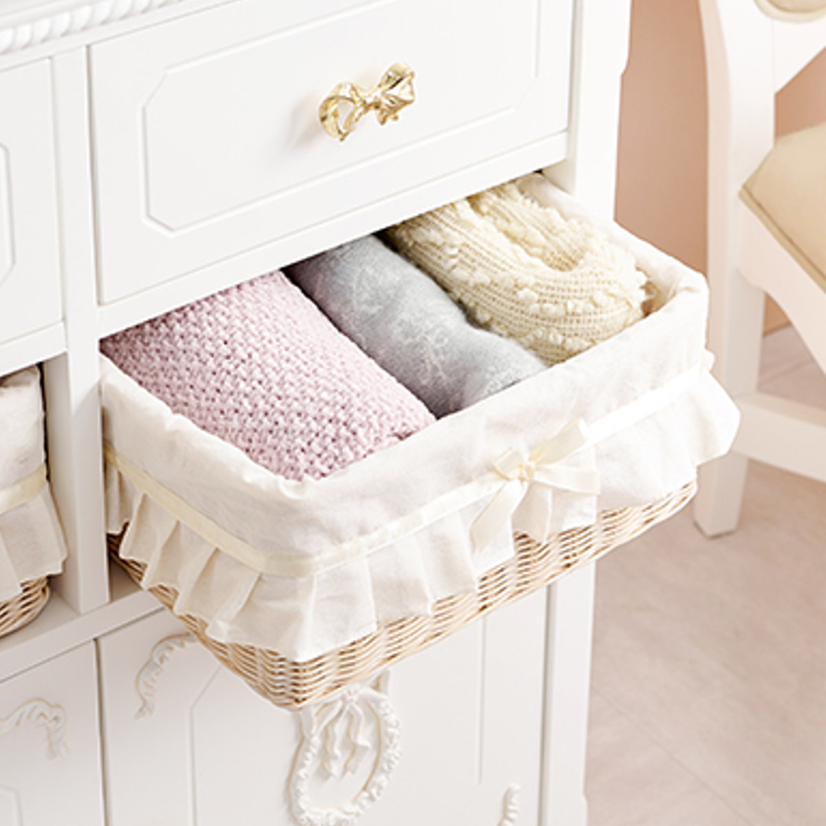 ホワイト 4段 引き出し ウッドシェルフ ハンドメイド 家具 ホワイト 4