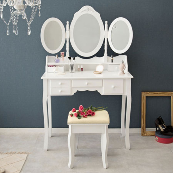 dショッピング |ドレッサー スツール付き 化粧台 三面鏡 姫系 猫脚