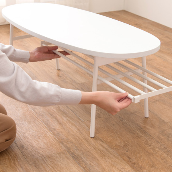 脚取り外し可能天然木楕円座卓