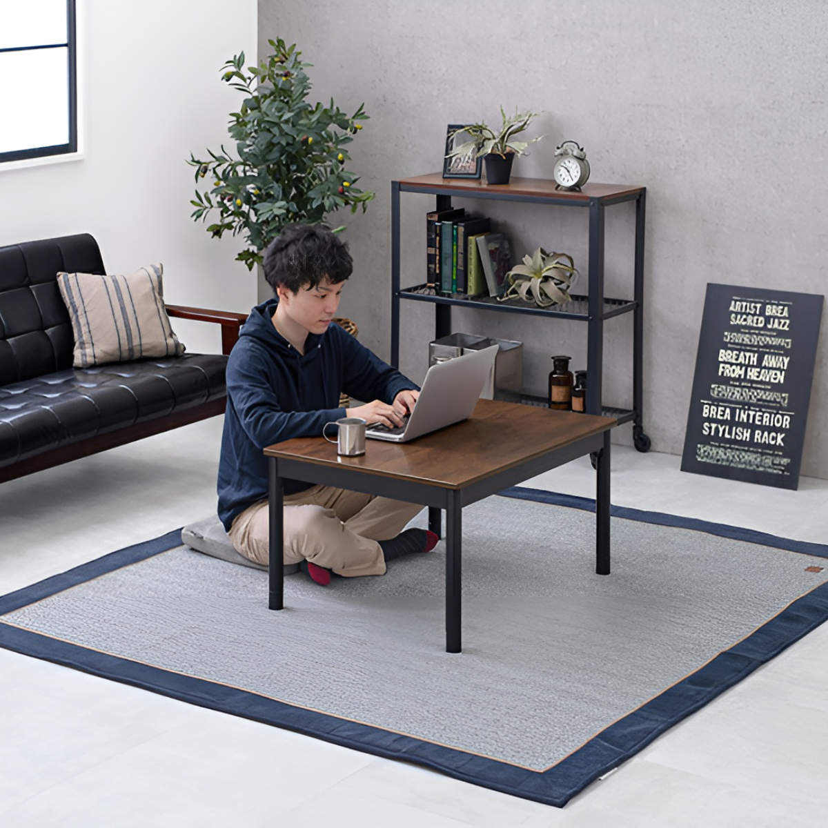 こたつ2点セット テーブル 幅75cm ダークブラウン 布団 195×180cm