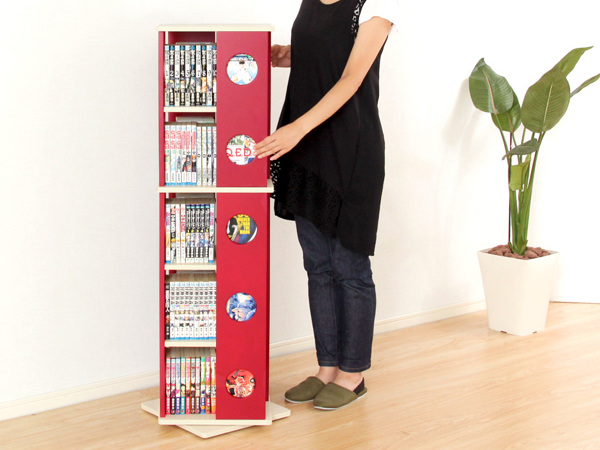 dショッピング |回転コミックラック 幅34cm 5段 ブックシェルフ 本棚