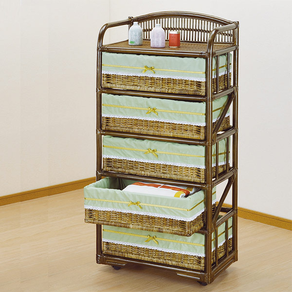 ラタン チェスト 8杯引き出し ヴィンテージ 籐家具 真鍮鋲付き