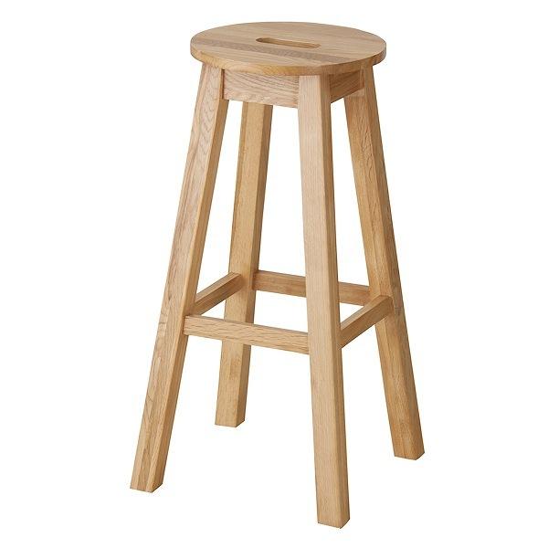 スツール 2脚セット 座面高70cm ハイタイプ 丸型 天然木 木製 ヘンリー