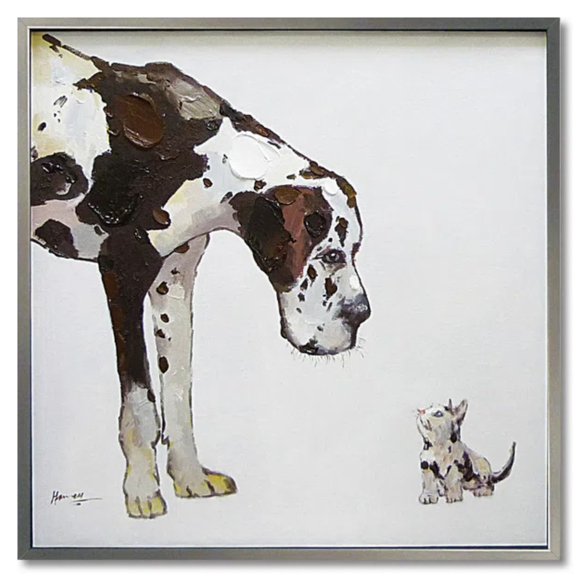 油絵 ゆうみ ベストフレンド*ヘラジカと鳥 油絵 ゆうみ ベストフレンド