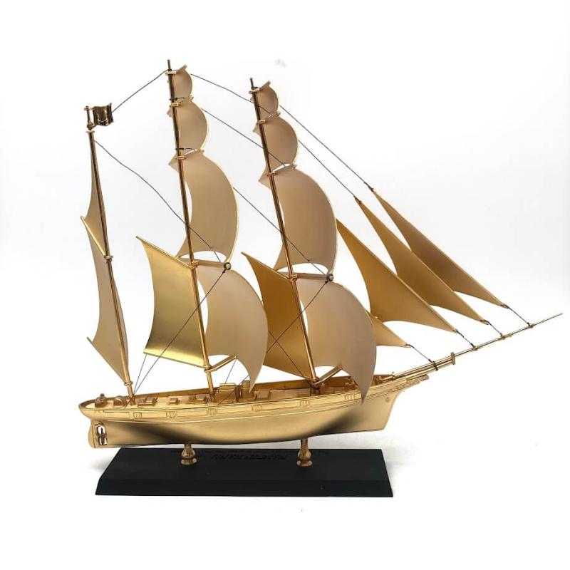 帆船模型 咸臨丸 ゴールド 高さ27cm 金属製 KANRINMARU 1857 かんりん