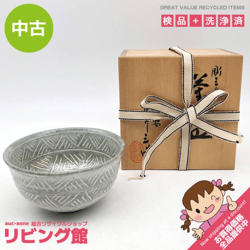 華中亭道八 三島茶碗 共箱 三嶋茶碗 抹茶碗 茶道具 【k3399】 華中亭道