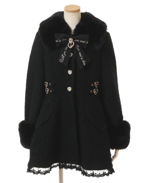 ♡LIZ LISAリズリサ ビジューリボンミニ丈Aラインコートピンク