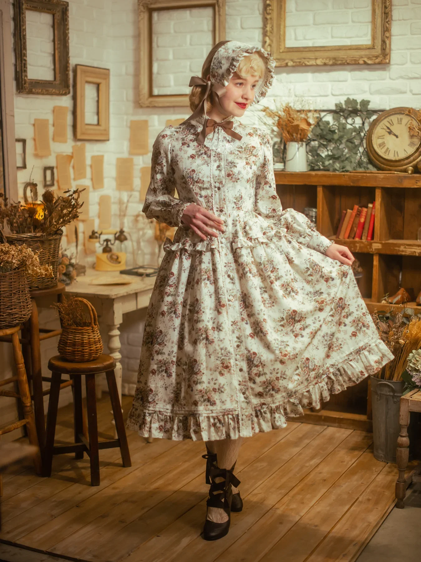 Antique Rococo Bouquet Half Bonnet by Victorian Maiden