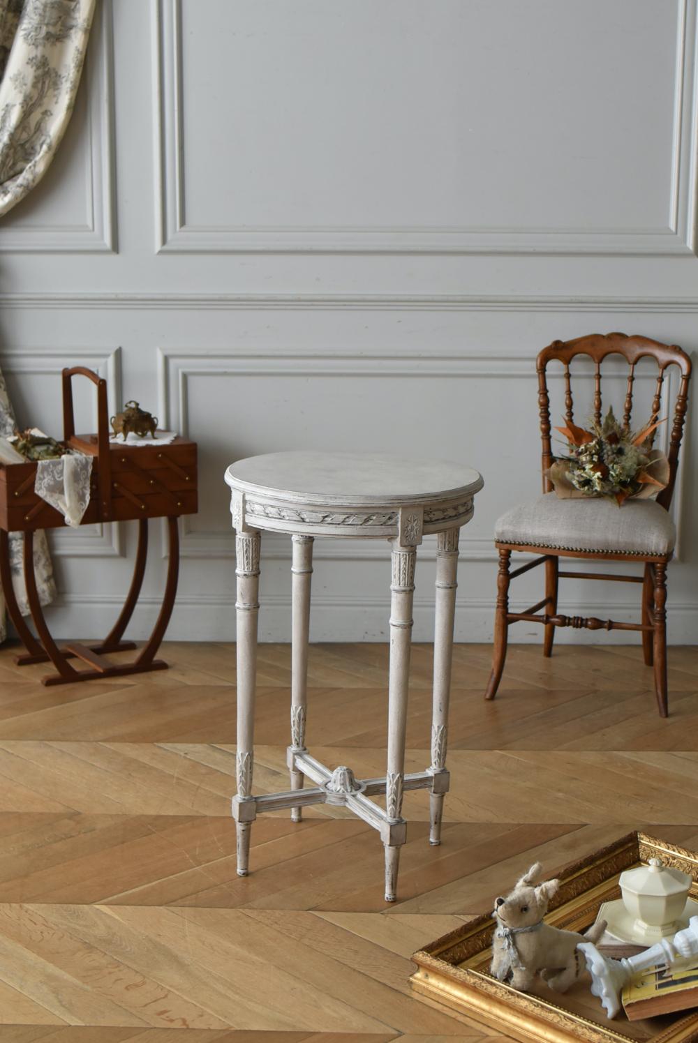 フランスアンティーク家具 ラウンドテーブル.19 フレンチサイドテーブル