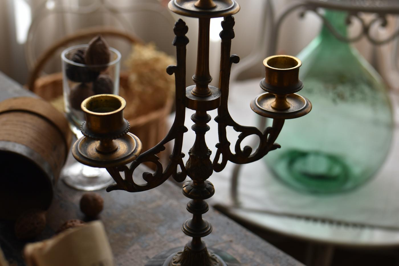 3灯キャンドルスタンド.3B アンティーク燭台 キャンドルホルダー 卓上型