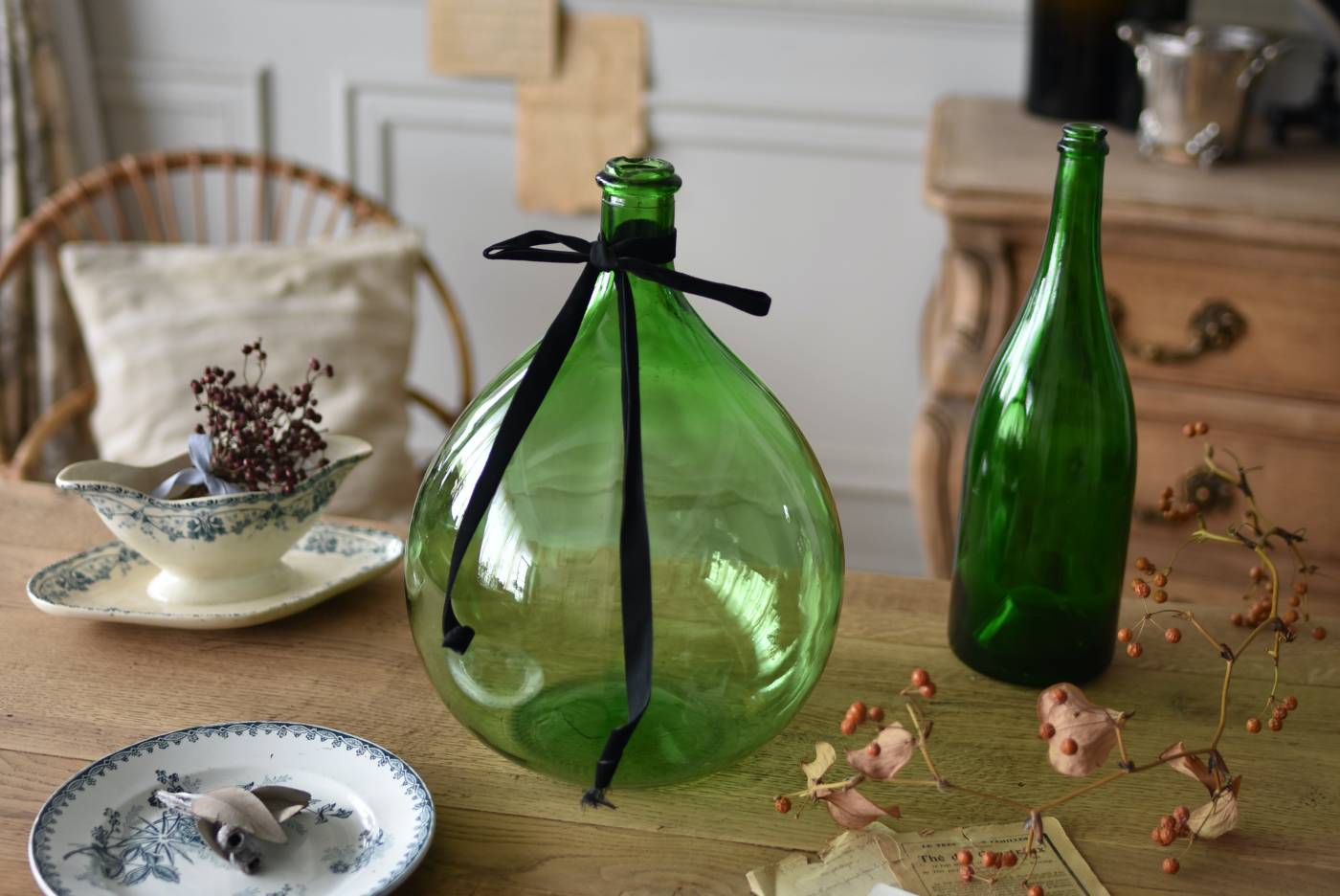 デミジョンボトル.24 フランス ヴィンテージ ガラスボトル 花器