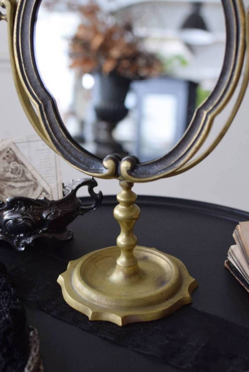 France Vintage スタンドミラー 真鍮 30cm アンティーク鏡 France