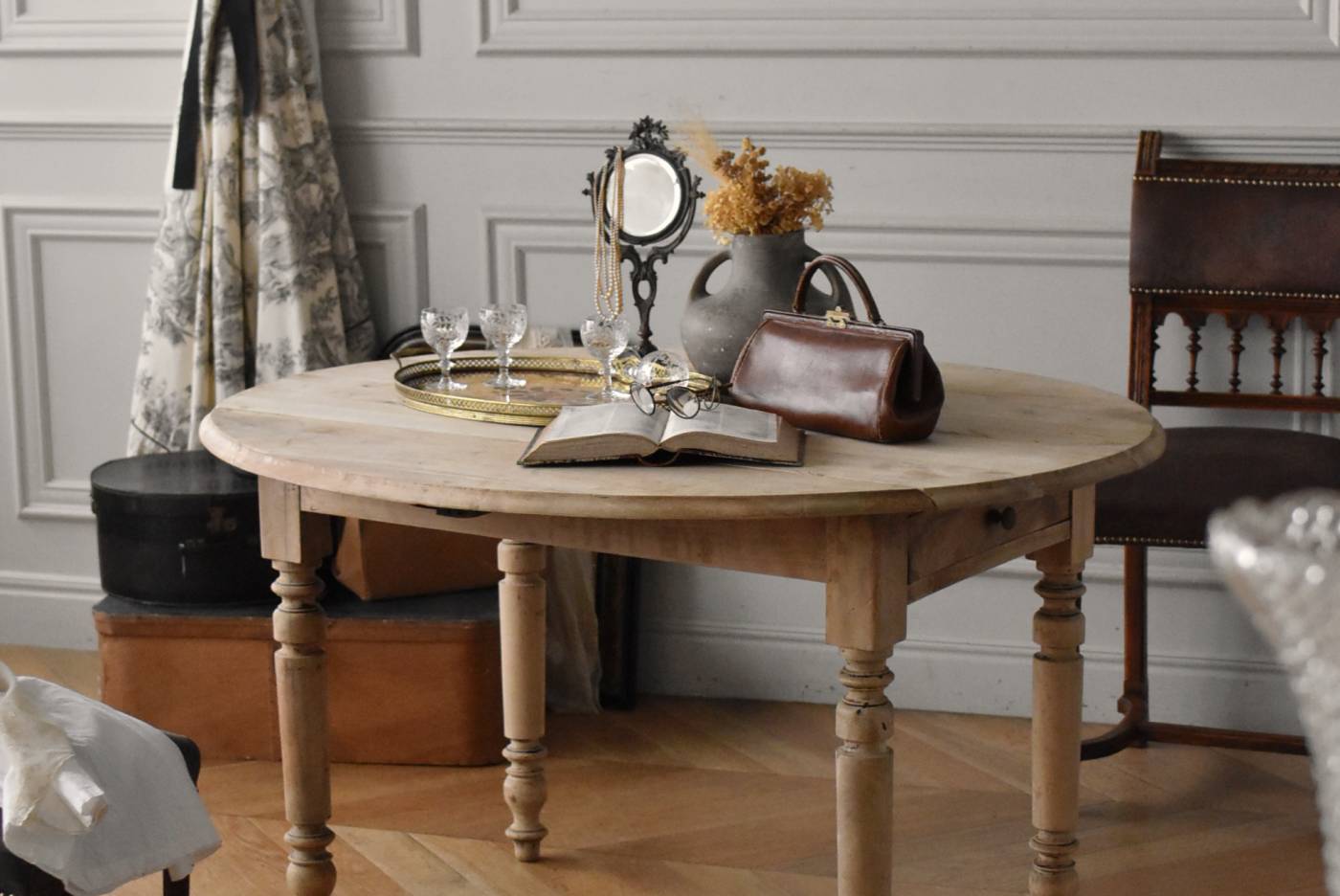 オランダ製】バタフライテーブル アンティーク 折りたたみ 円形