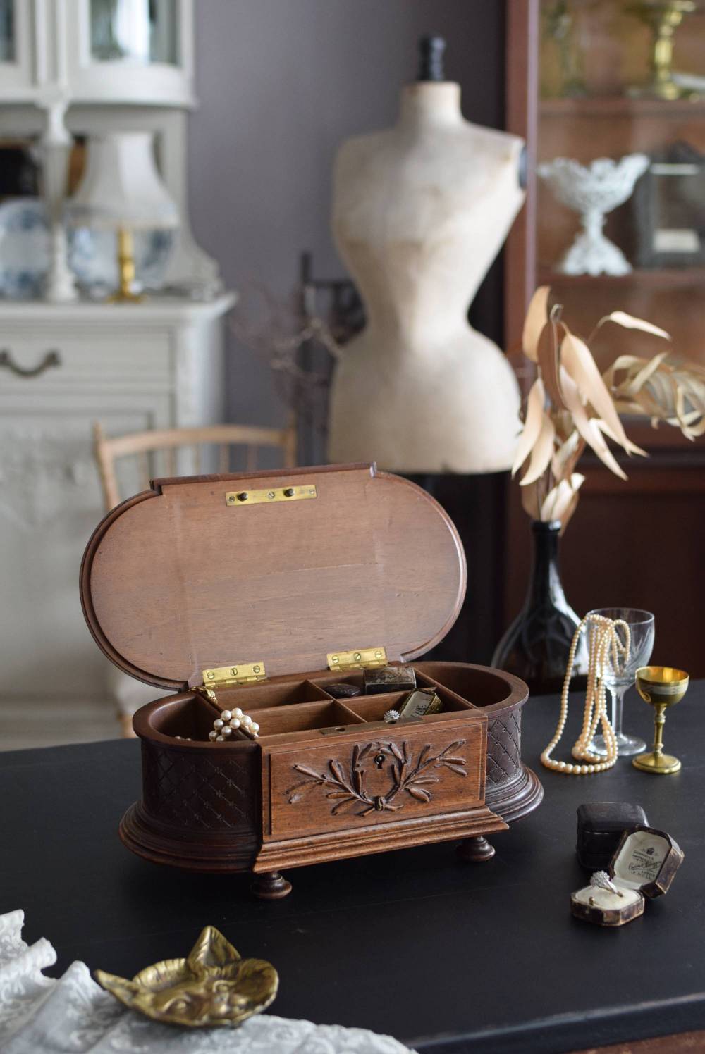 木製ジュエリーボックス.4 フランスアンティーク雑貨 宝石箱 収納