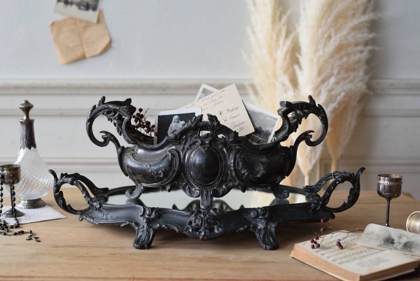 ジャルディニエール×ミラートレイセット.3 フランスアンティーク雑貨