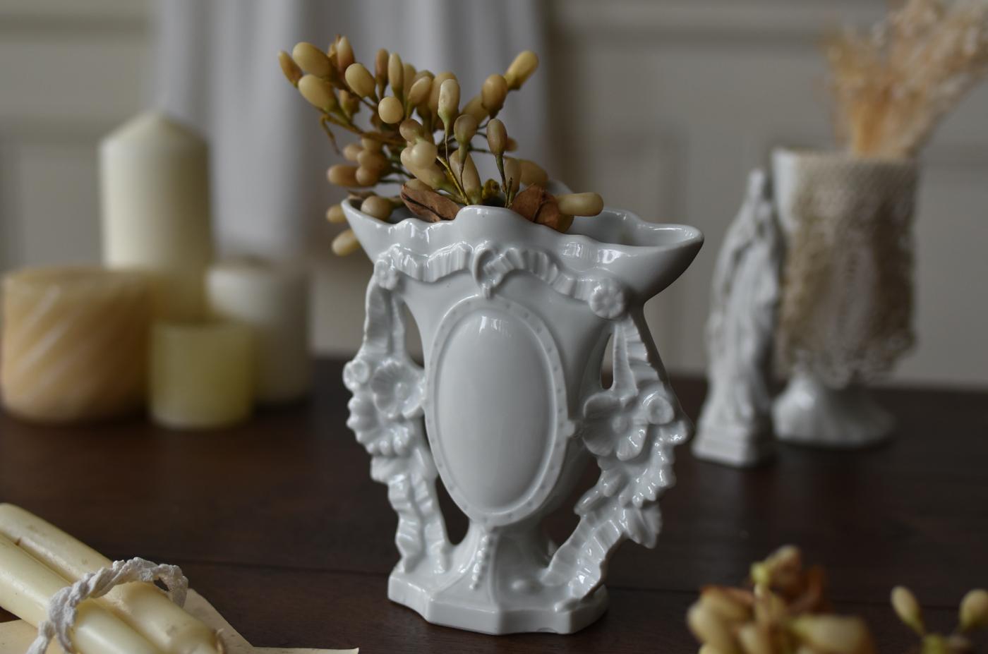 フラワーベース.7 フランスアンティーク 白磁器 花瓶 雑貨 ミディ