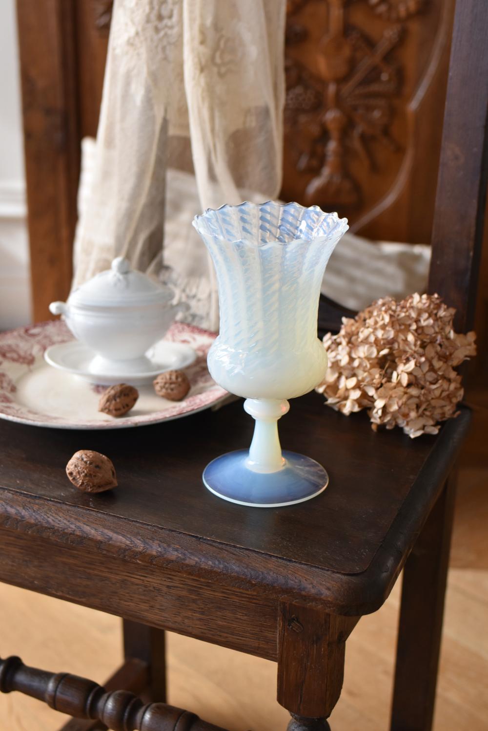 フラワーベース.オパールセント3 フランス雑貨 ガラス 花器 ミディ