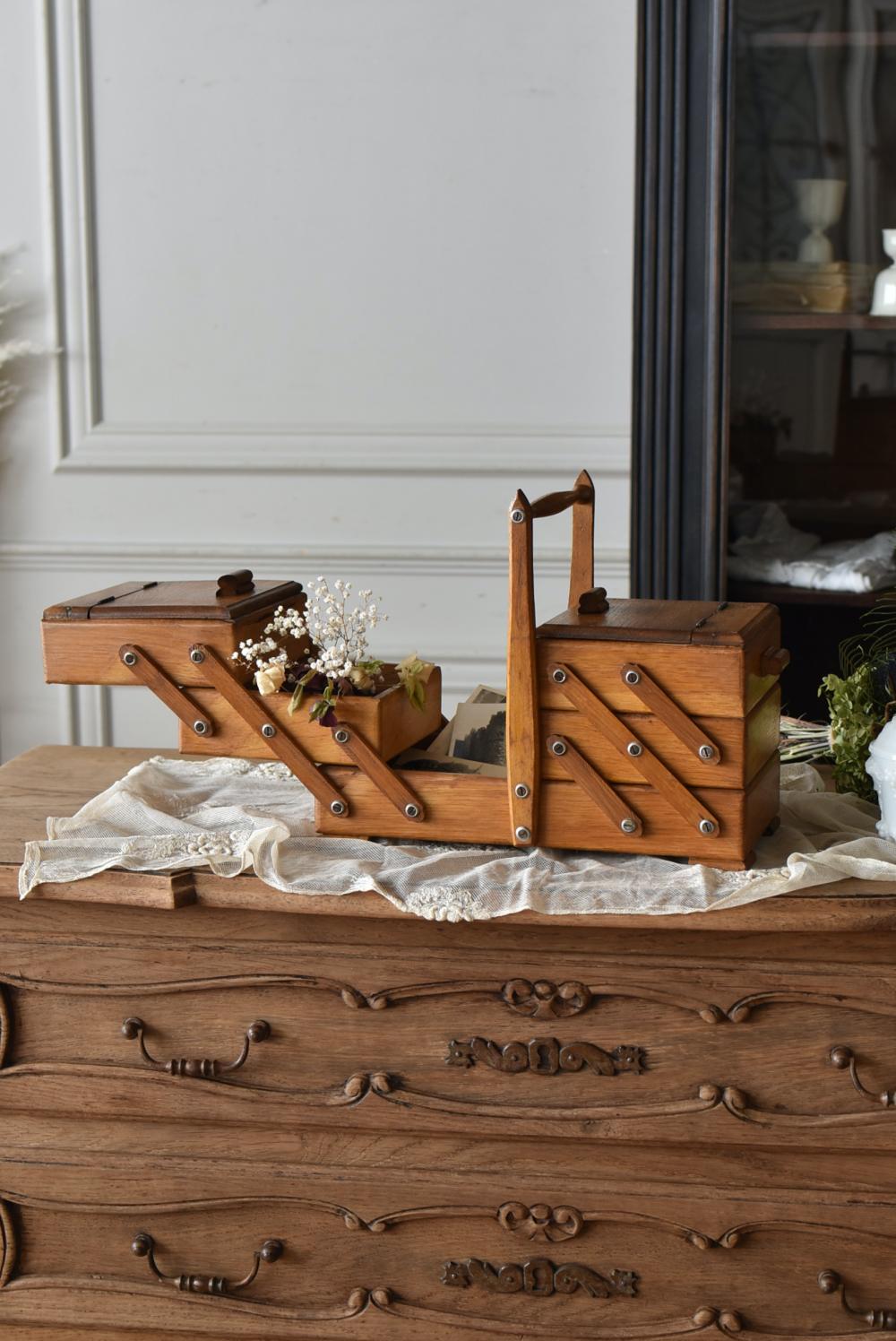 フランスアンティーク 裁縫箱 ソーイングボックス 木製 ソーイング