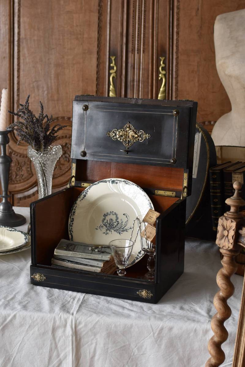 アンティークボックス.Black フランスアンティーク雑貨 リキュールセラー