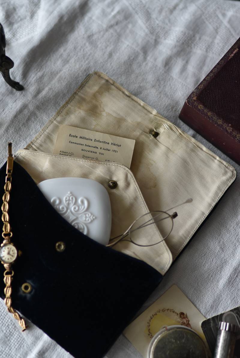 ビーズ刺繍ポーチ フランスヴィンテージ雑貨 パーティーバッグ ビーズ