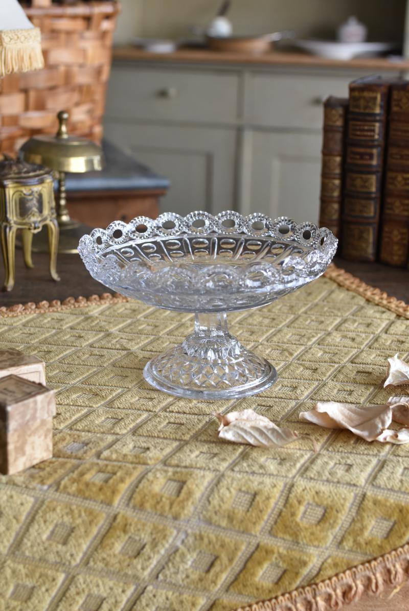 ガラスコンポート.7 フランスアンティーク雑貨 スタンド ガラス ミディ