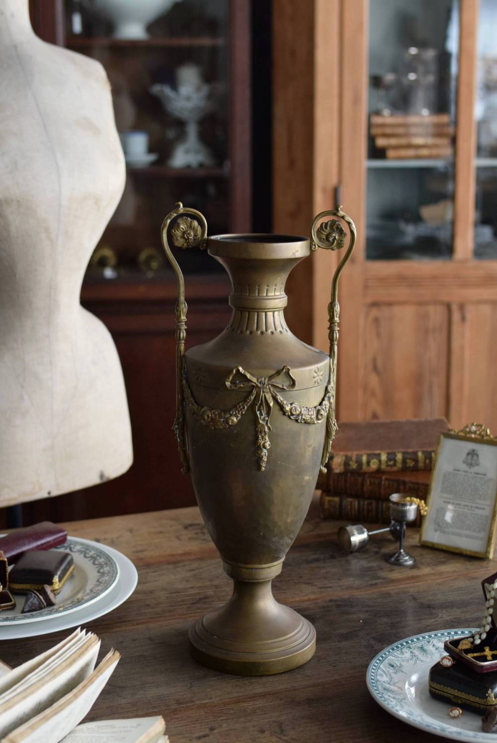 フランスアンティーク花柄フラワーベース 専用木箱付き z248.A_dai1.jpg