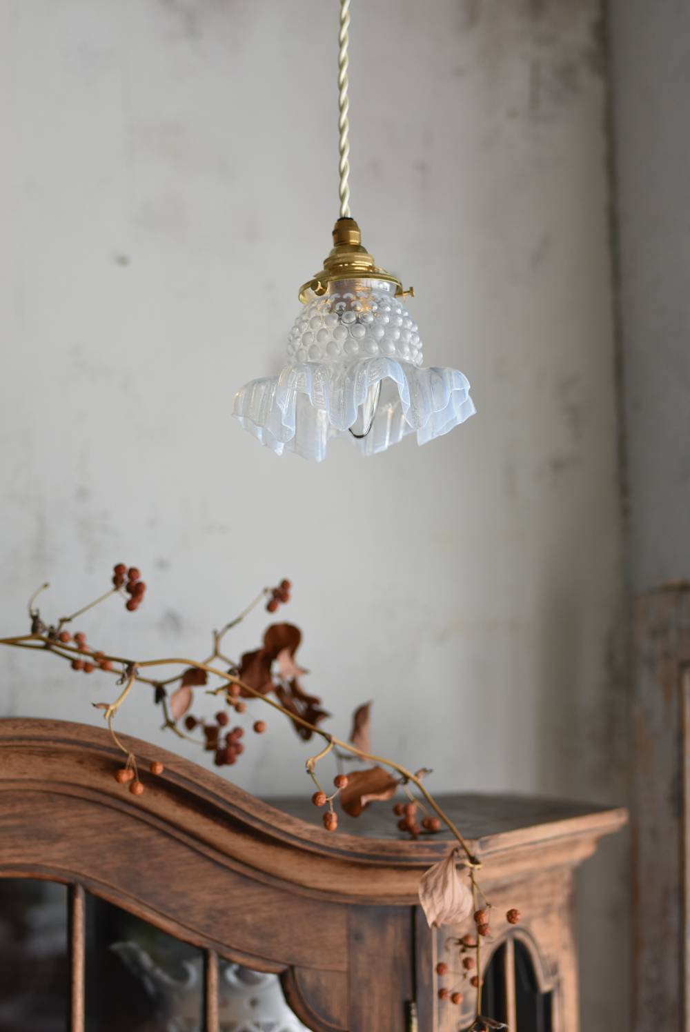 アンティーク照明 フランス オパールセントガラスシェードランプ.2 1灯