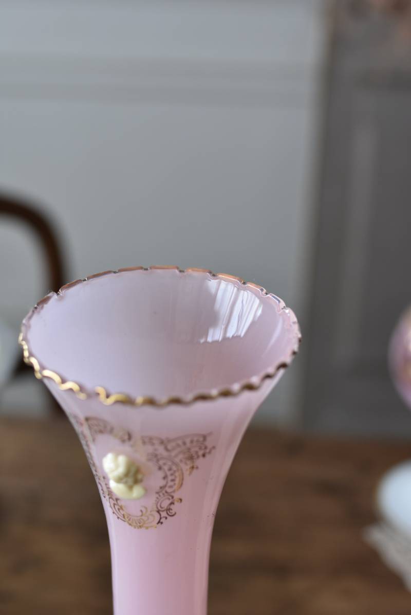 フランスアンティーク オパリンガラス 花瓶 一輪挿し 花器 フラワー