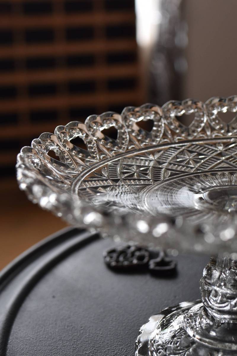 ガラスコンポート.9 フランスアンティーク雑貨 プレスドガラス