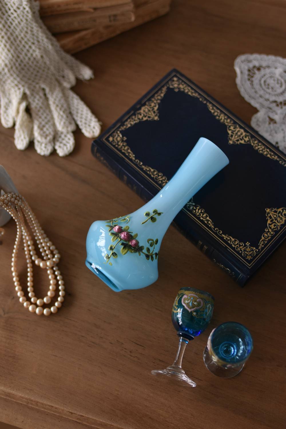 フラワーベース.Blue2 フランスアンティーク雑貨 花瓶 一輪挿し 花器