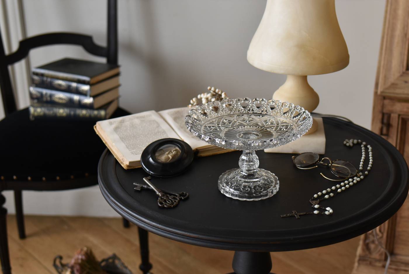 ガラスコンポート.9 フランスアンティーク雑貨 プレスドガラス