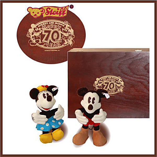 ディズニー70周年記念シュタイフミッキーミニー未使用シリアル未開封