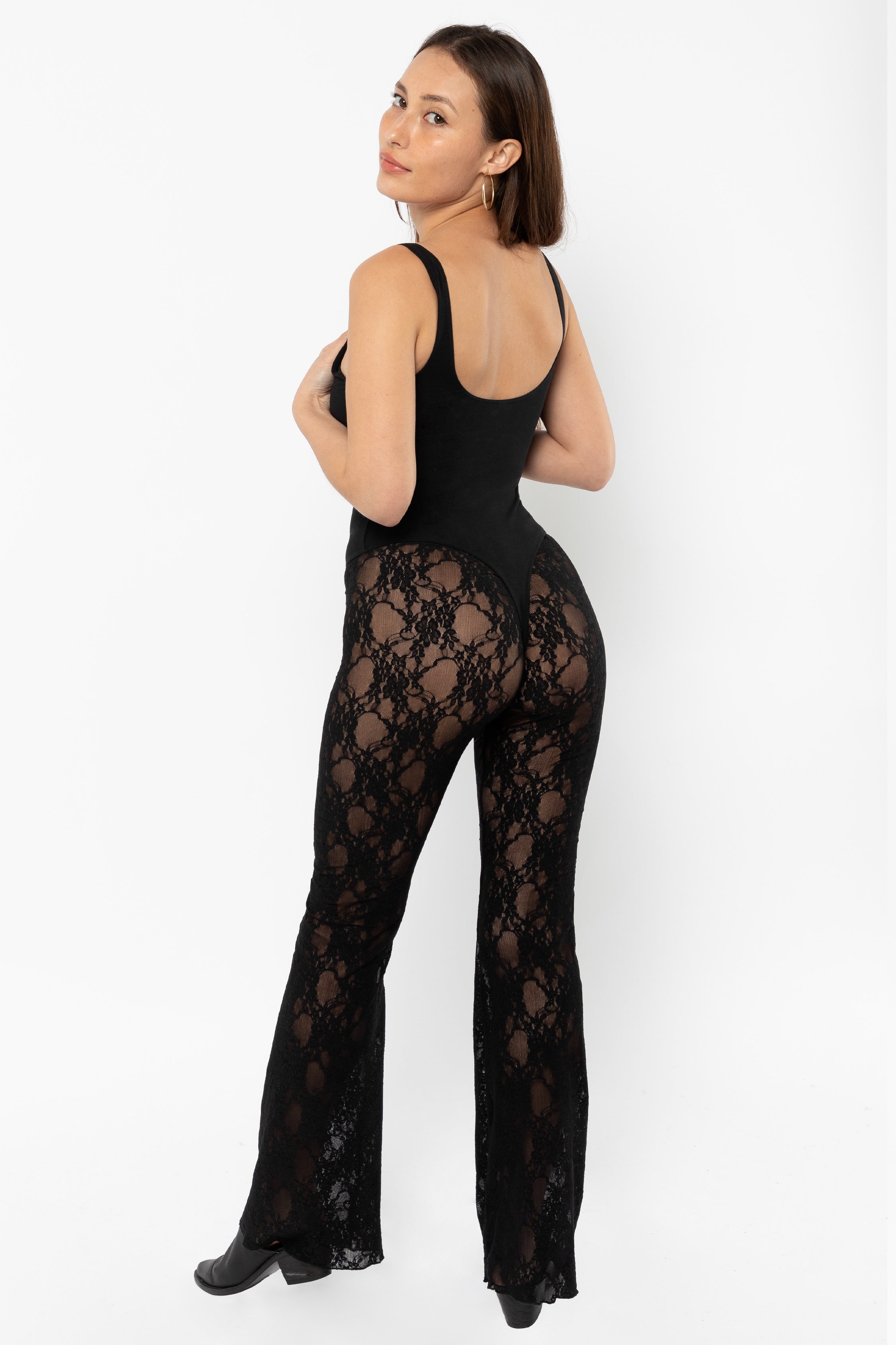 FNS300 - Floral Lace Flare Leggings – Los Angeles Apparel