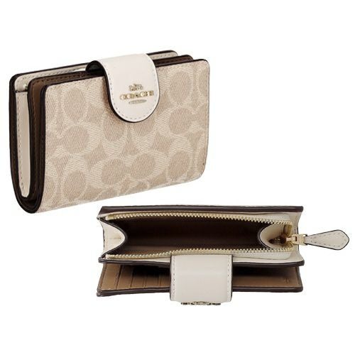 コーチ アウトレット 二つ折り財布 レディース シグネチャー ベージュ