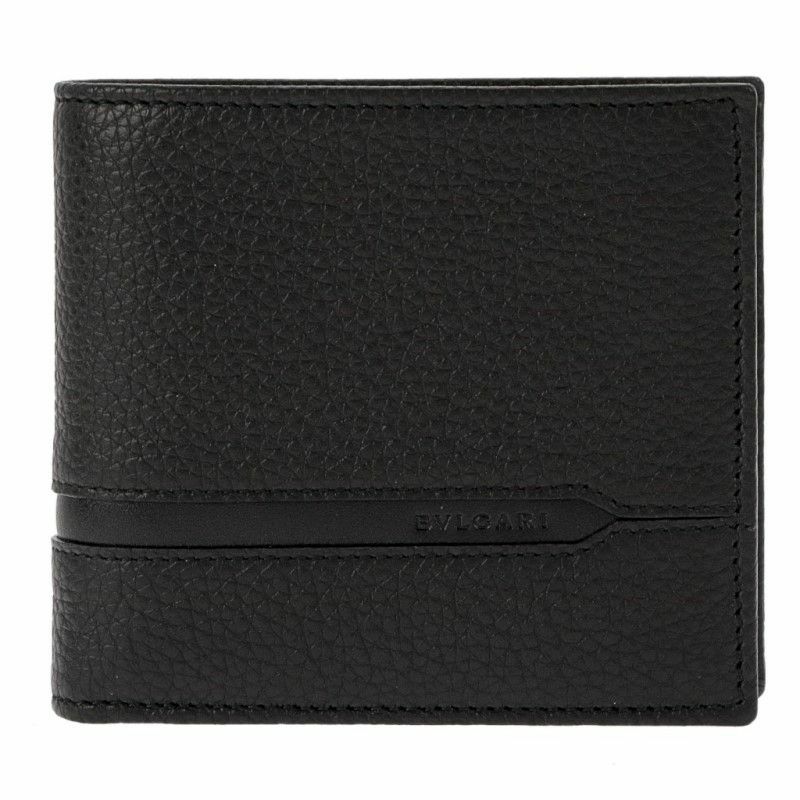 二つ折り財布 ロゴマニア Wホック デニム生地 レザー 青 ブルー（2024