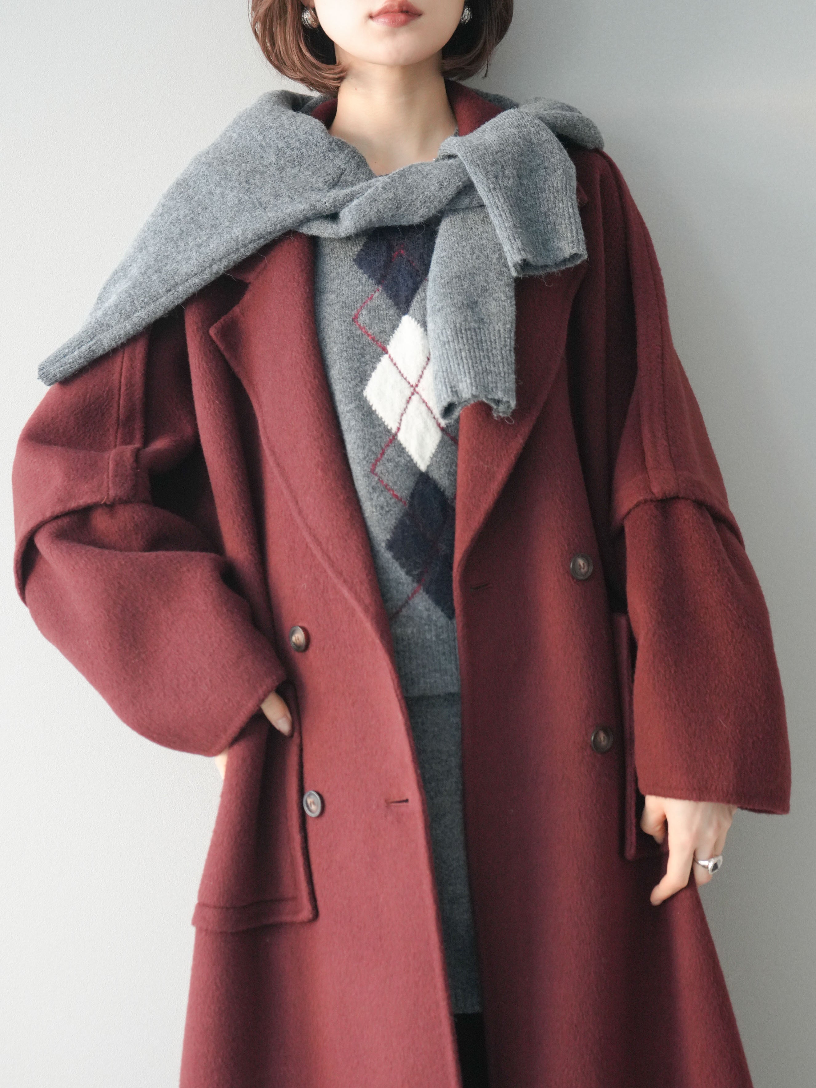 予約]カシミヤ100%ダブルブレストロングコート/red – Lumier